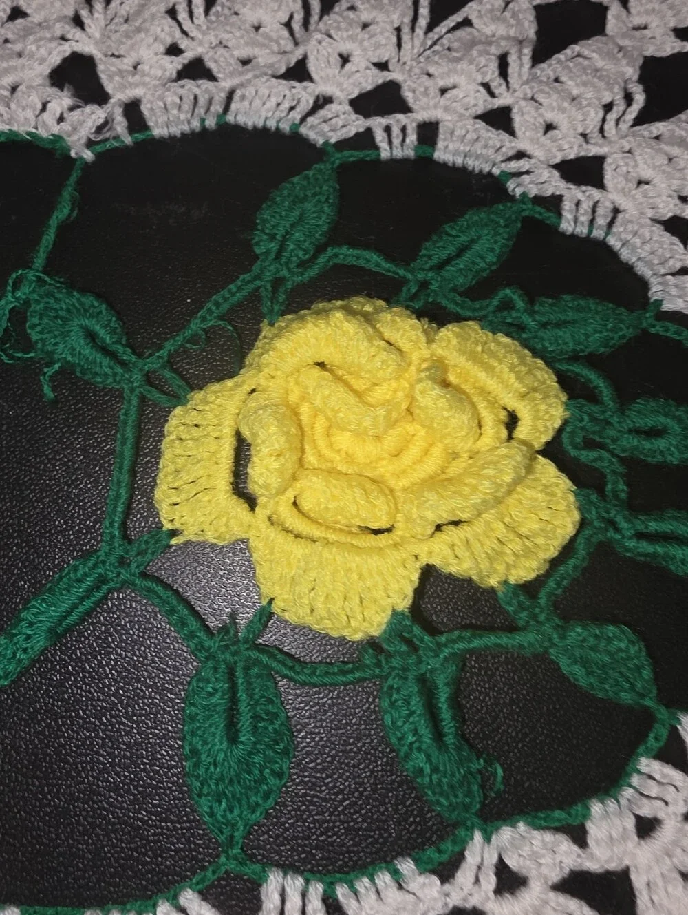 Vintage Handmade Crochet Doily Lot of 4 Large Floral Lace Table Mats